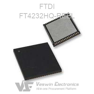 FTDI FT4232HQ-REEL USB Interface IC USB HS to Quad UART/SPI/JTAG/I2C LQFN-64 